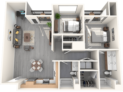 Floor plan for 2 beds, 2 baths, 1112 sqft